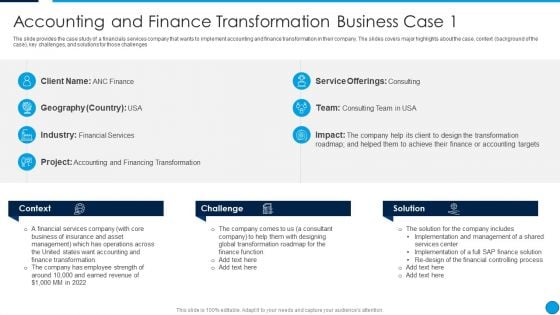 Summary Financial Accounting And Finance Transformation Business Case Brochure PDF Summary Financial Accounting And Finance Transformation Business Case Brochure PDF