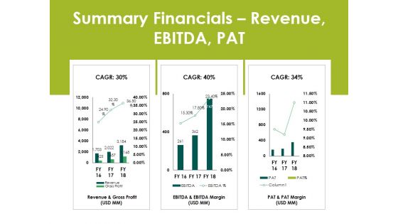 Summary Financials Revenue Ebitda Pat Ppt PowerPoint Presentation Infographics Ideas