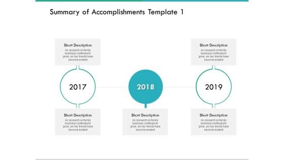 Summary Of Accomplishments Template 2017 To 2019 Ppt PowerPoint Presentation Infographics Templates