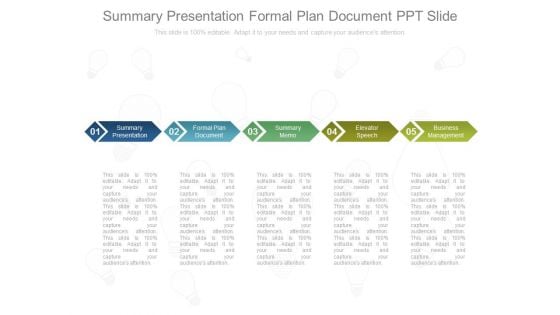 Summary Presentation Formal Plan Document Ppt Slide