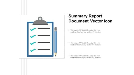 Summary Report Document Vector Icon Ppt PowerPoint Presentation Ideas Smartart