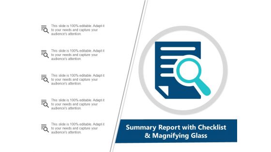 Summary Report With Checklist And Magnifying Glass Ppt Powerpoint Presentation Gallery Infographics