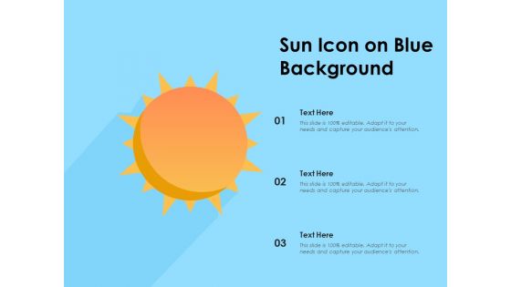 Sun Icon On Blue Background Ppt PowerPoint Presentation Inspiration Visual Aids PDF