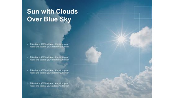 Sun With Clouds Over Blue Sky Ppt Powerpoint Presentation File Slides