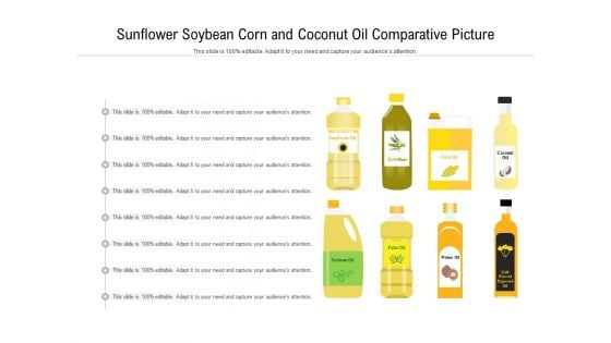 Sunflower Soybean Corn And Coconut Oil Comparative Picture Ppt PowerPoint Presentation File Graphic Images PDF