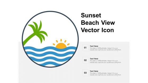 Sunset Beach View Vector Icon Ppt PowerPoint Presentation File Example PDF