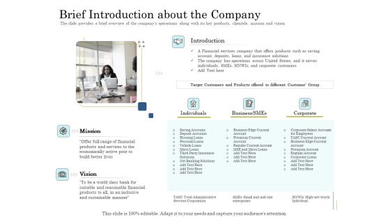 Supplementary Debt Financing Pitch Deck Brief Introduction About The Company Ideas PDF Supplementary Debt Financing Pitch Deck Brief Introduction About The Company Ideas PDF