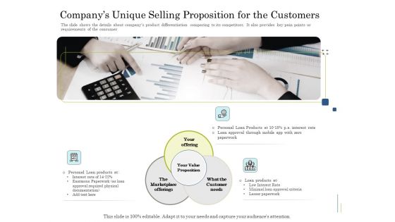Supplementary Debt Financing Pitch Deck Companys Unique Selling Proposition For The Customers Diagrams PDF Supplementary Debt Financing Pitch Deck Companys Unique Selling Proposition For The Customers Diagrams PDF