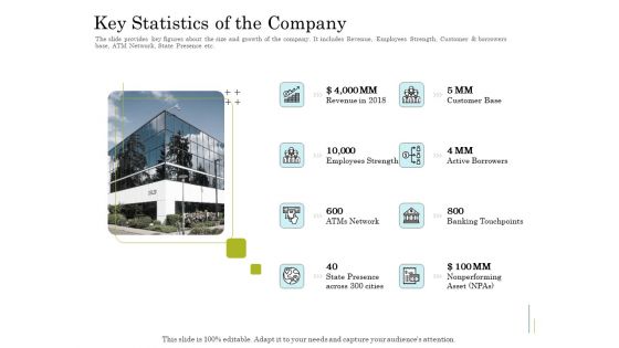 Supplementary Debt Financing Pitch Deck Key Statistics Of The Company Information PDF