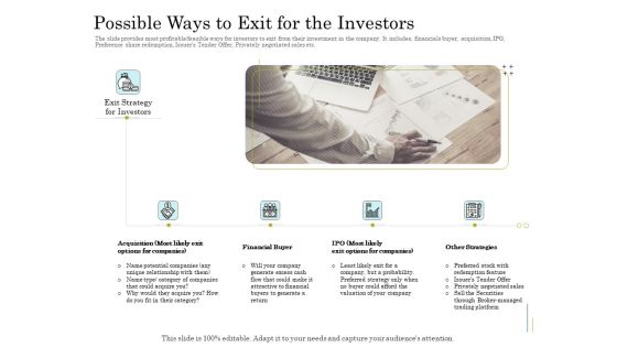 Supplementary Debt Financing Pitch Deck Possible Ways To Exit For The Investors Microsoft PDF