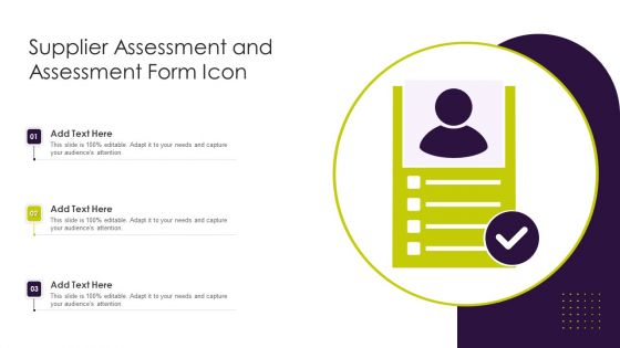 Supplier Assessment And Assessment Form Icon Mockup PDF