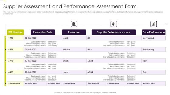 Supplier Assessment And Performance Assessment Form Background PDF Supplier Assessment And Performance Assessment Form Background PDF