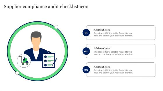 Supplier Compliance Audit Checklist Icon Ppt Portfolio Infographics PDF