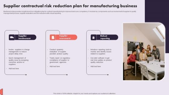 Supplier Contractual Risk Reduction Plan For Manufacturing Business Sample PDF