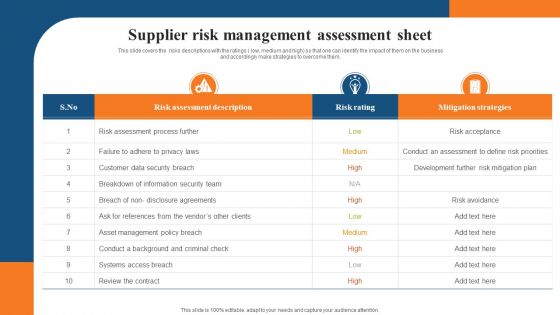 Supplier Risk Management Assessment Sheet Demonstration PDF Supplier Risk Management Assessment Sheet Demonstration PDF