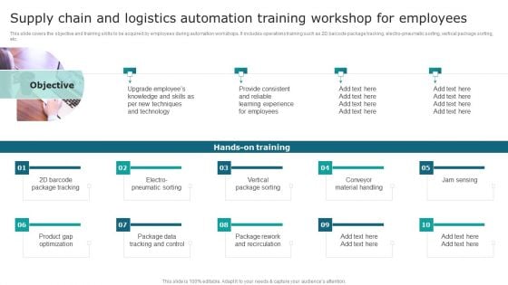 Supply Chain And Logistics Automation Training Workshop For Employees Graphics PDF Supply Chain And Logistics Automation Training Workshop For Employees Graphics PDF