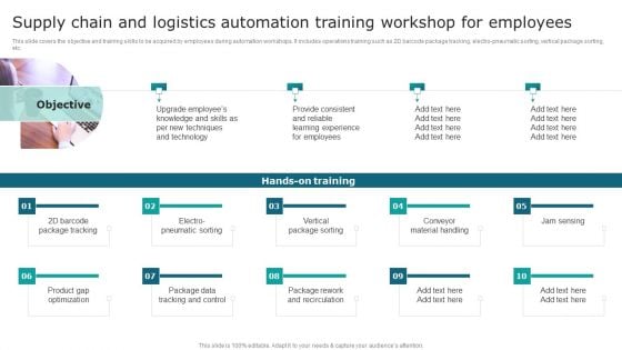 Supply Chain And Logistics Automation Training Workshop For Employees Graphics PDF