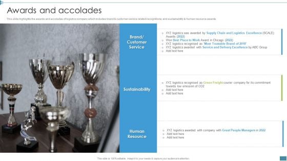 Supply Chain And Logistics Company Profile Awards And Accolades Download PDF