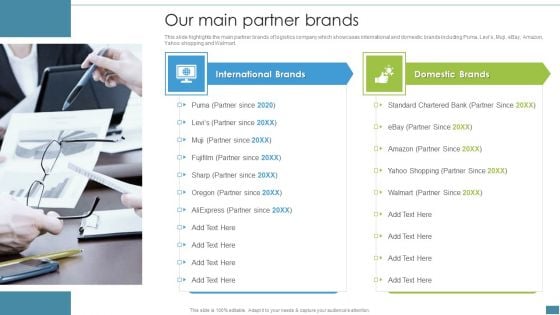 Supply Chain And Logistics Company Profile Our Main Partner Brands Formats PDF