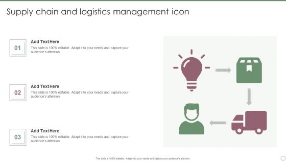 Supply Chain And Logistics Management Icon Ppt PowerPoint Presentation File Guidelines PDF
