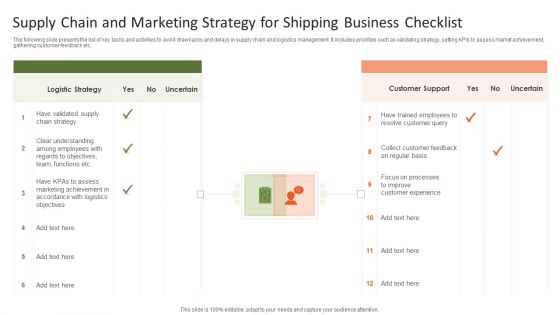 Supply Chain And Marketing Strategy For Shipping Business Checklist Formats PDF