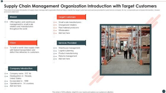 Supply Chain Management Organization Introduction With Target Customers Download PDF Supply Chain Management Organization Introduction With Target Customers Download PDF