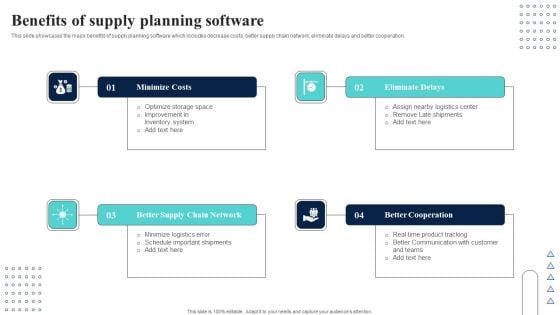 Supply Network Planning And Administration Tactics Benefits Of Supply Planning Software Diagrams PDF