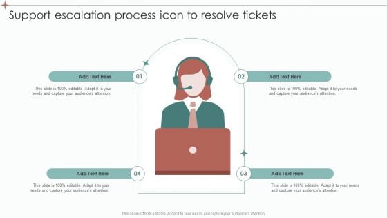 Support Escalation Process Icon To Resolve Tickets Ppt Visual Aids Diagrams PDF