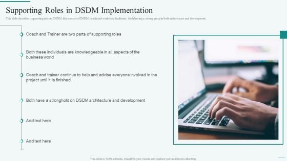 Supporting Roles In DSDM Implementation Integration Of Dynamic System To Enhance Processes Slides PDF