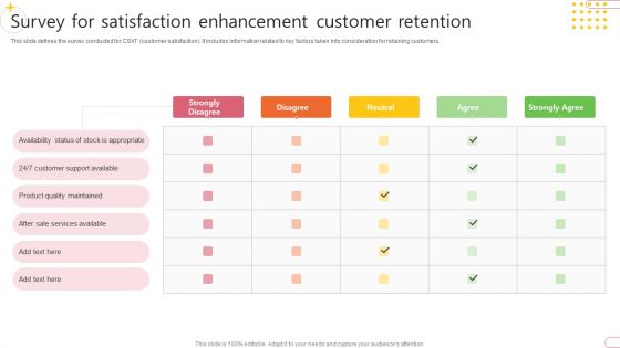 Survey For Satisfaction Enhancement Customer Retention Mockup PDF