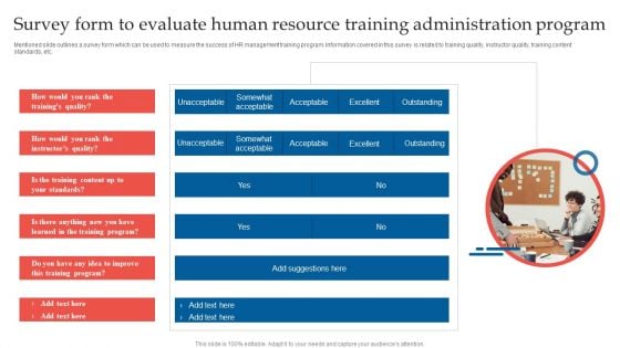 Survey Form To Evaluate Human Resource Training Administration Program Demonstration PDF