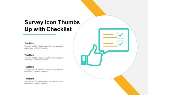 Survey Icon Thumbs Up With Checklist Ppt PowerPoint Presentation Infographics Examples PDF