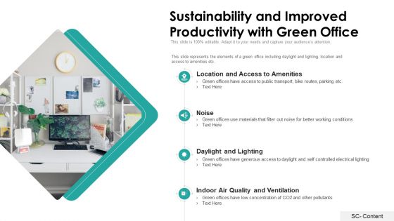 Sustainability And Improved Productivity With Green Office Ppt PowerPoint Presentation File Templates PDF