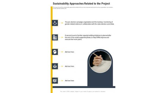 Sustainability Approaches Related To The Project One Pager Documents Sustainability Approaches Related To The Project One Pager Documents