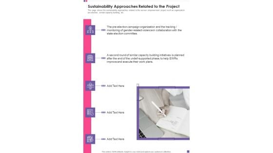 Sustainability Approaches Related To The Project Template 122 One Pager Documents