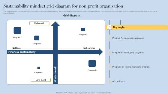 Sustainability Mindset Grid Diagram For Non Profit Organization Demonstration PDF