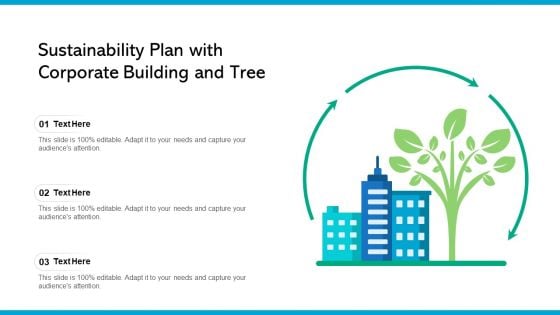 Sustainability Plan With Corporate Building And Tree Ppt Icon Summary PDF