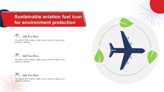 Sustainable Aviation Fuel Icon For Environment Protection Template PDF