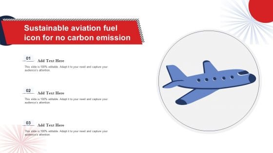 Sustainable Aviation Fuel Icon For No Carbon Emission Summary PDF