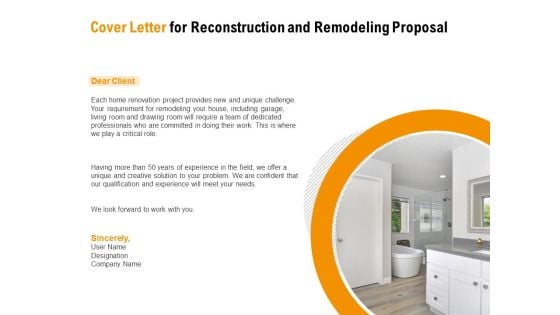 Sustainable Building Renovation Cover Letter For Reconstruction And Remodeling Proposal Rules PDF