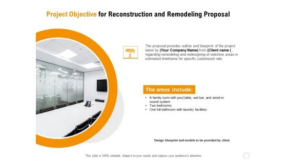 Sustainable Building Renovation Project Objective For Reconstruction And Remodeling Proposal Background PDF