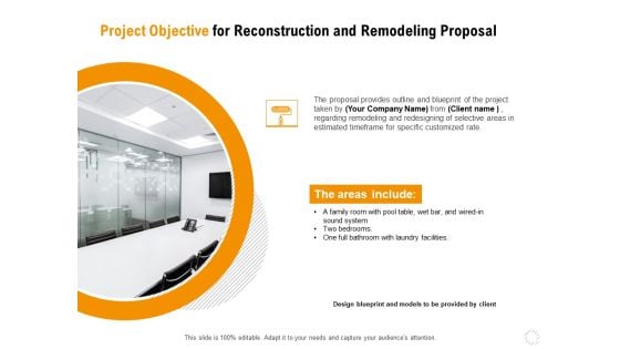 Sustainable Building Renovation Project Objective For Reconstruction And Remodeling Proposal Background PDF Sustainable Building Renovation Project Objective For Reconstruction And Remodeling Proposal Background PDF