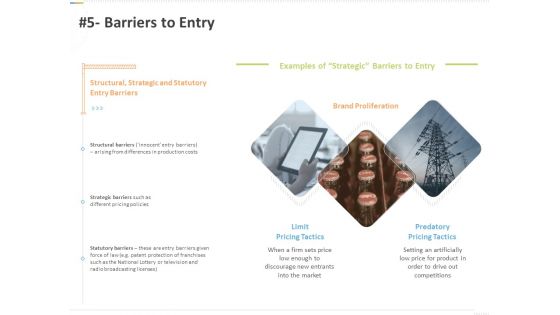 Sustainable Competitive Advantage Management Strategy 5 Barriers To Entry Ppt Icon Slide PDF