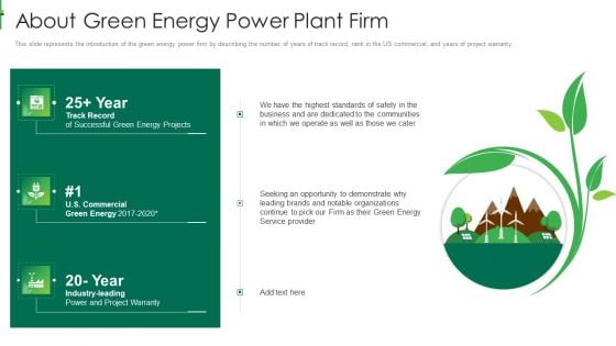 Sustainable Energy About Green Energy Power Plant Firm Structure PDF