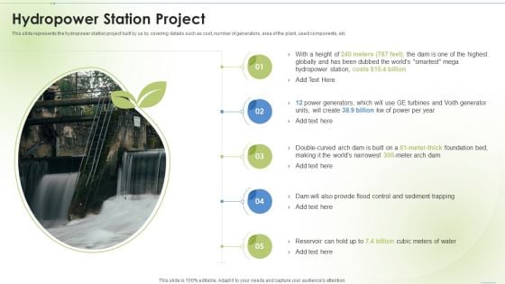 Sustainable Energy Hydropower Station Project Ppt PowerPoint Presentation Outline Display PDF