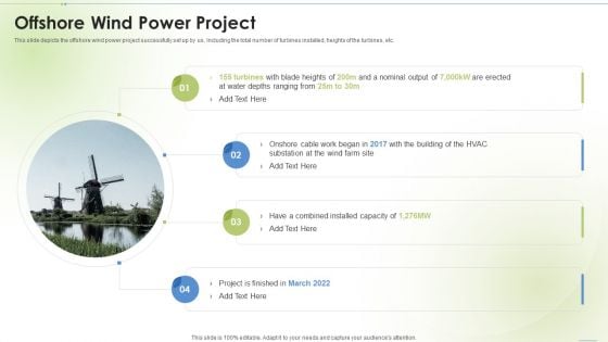 Sustainable Energy Offshore Wind Power Project Ppt PowerPoint Presentation Model Inspiration PDF