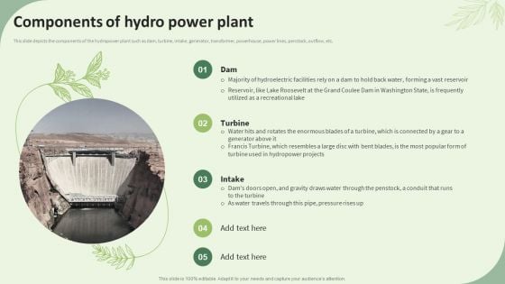 Sustainable Energy Resources Components Of Hydro Power Plant Slides PDF