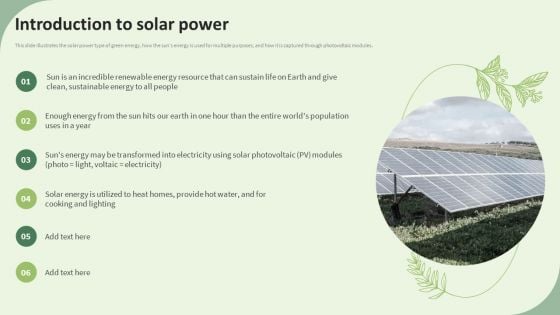 Sustainable Energy Resources Introduction To Solar Power Rules PDF