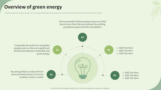 Sustainable Energy Resources Overview Of Green Energy Summary PDF