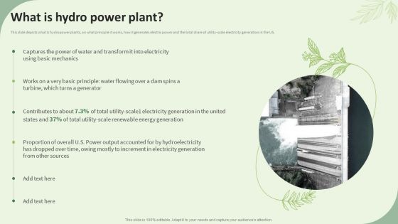 Sustainable Energy Resources What Is Hydro Power Plant Ppt Styles Guidelines PDF